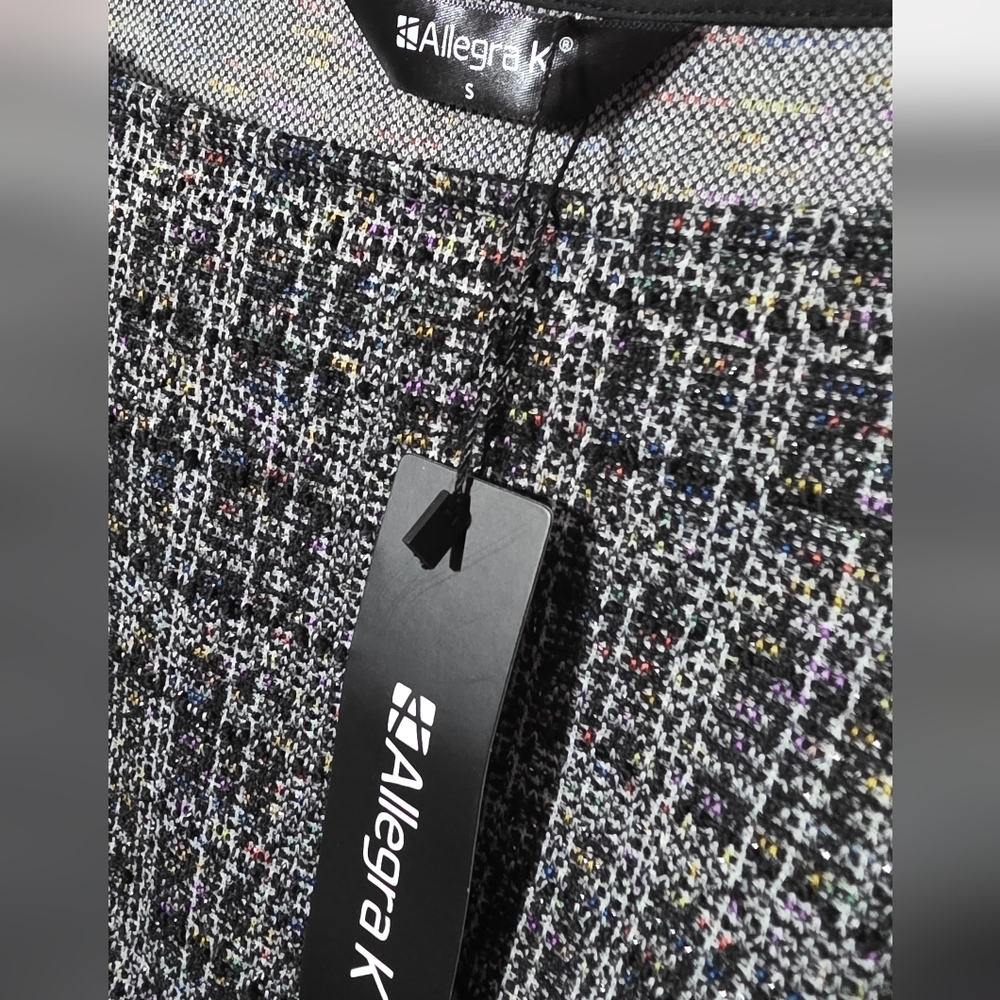 Allegra K Womens Shimmer Tweed Midi Dress Small NWT - Picture 3 of 4